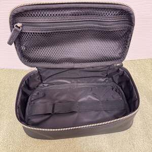 Leatherology Onyx Black Toiletry, Tech Travel Bag with Mesh Organization
